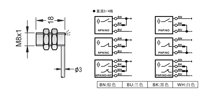 M8Y型電感式超短型接近開(kāi)關(guān)出線式 M8Y型電感式超短型接近開(kāi)關(guān)出線式